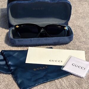 AUTHENTIC Gucci Black Sunglasses with Gold Details